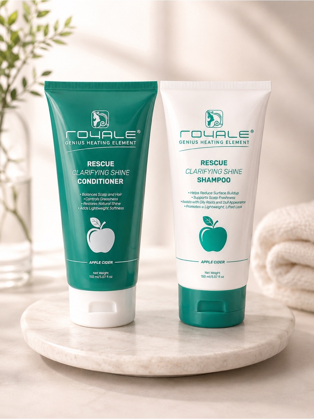Rescue Clarifying Shine Conditioner & Shampoo — Apple Cider (Green, White)